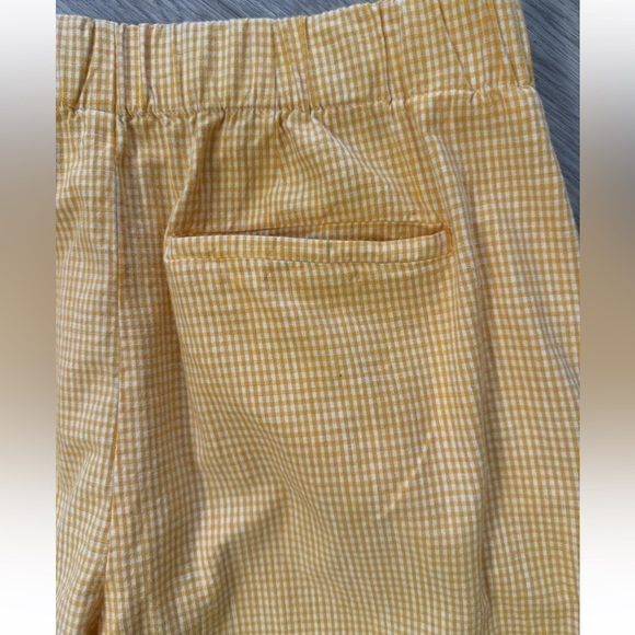 Free People M Kate Gingham Straight Leg Trouser Pants Malibu Orange/White Preppy - Picture 8 of 11